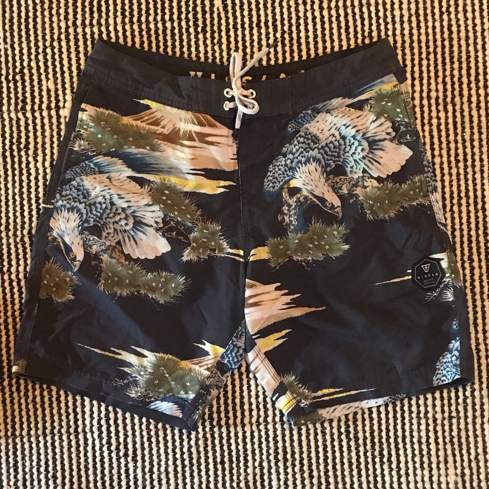 VISSLA Men's Black and Blue Hybrid Shorts